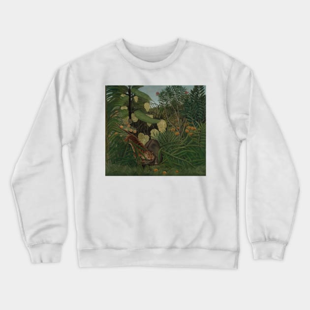 Fight Between a Tiger and a Buffalo by Henri Rousseau Crewneck Sweatshirt by Classic Art Stall